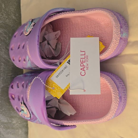 Capelli of New York Lavender Unicorn Kids Slip On Clogs Size 2 New - Picture 5 of 7